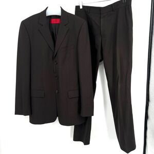 Hugo Boss Brown Wool Blazer Suit Jacket Size‎ 36-37 R 90cm Business Office GQ